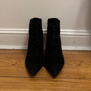 Something Navy Black Suede Orchid Bootie size 9